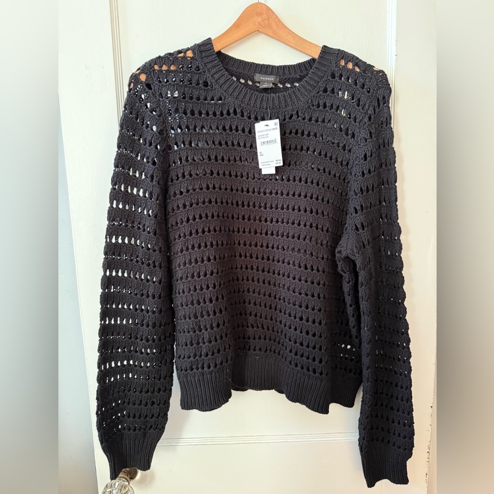 Halogen Black Open-Knit Sweater